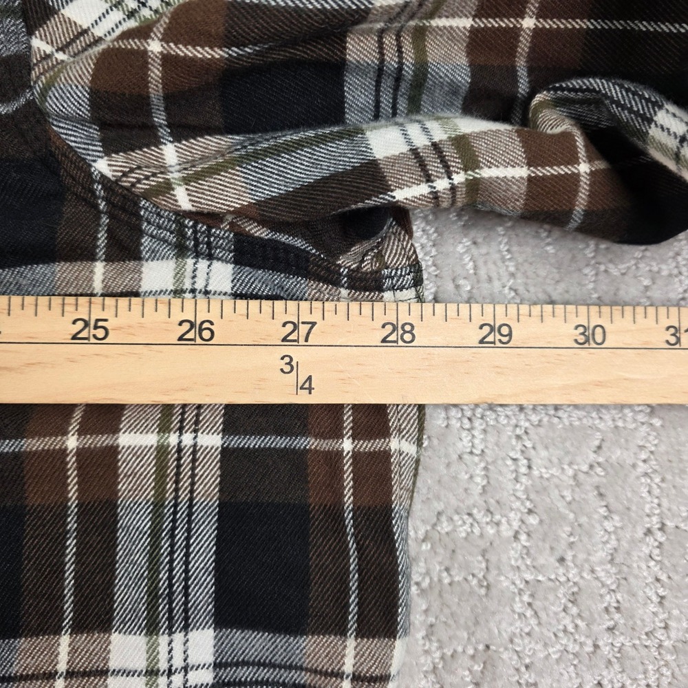 Carhartt Mens 2XL Relaxed Fit Brown Black Plaid Flannel Shirt Long Sleeve Pocket - Picture 5 of 9